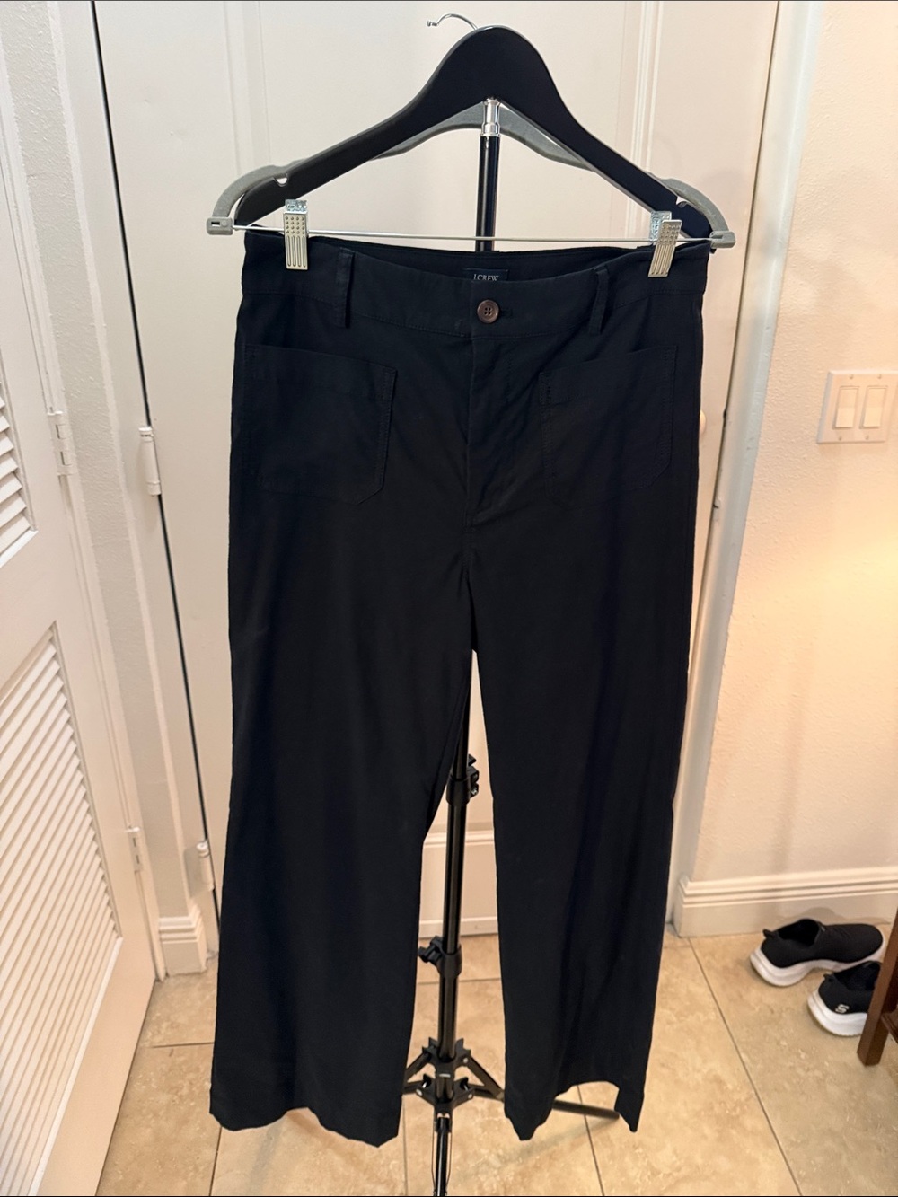 J. Crew Black Wide-Leg Chinos